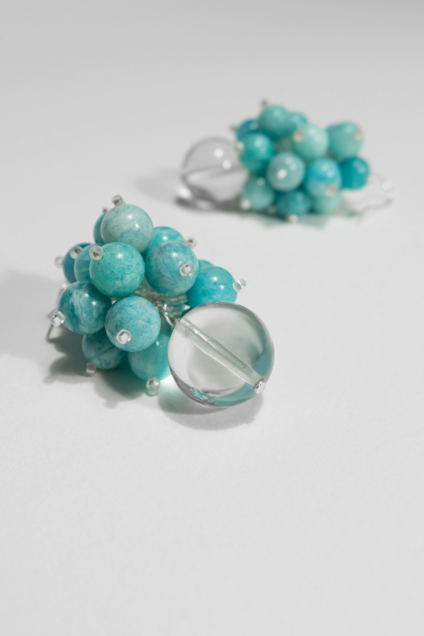 Amazonite and Clear Quartz Earrings