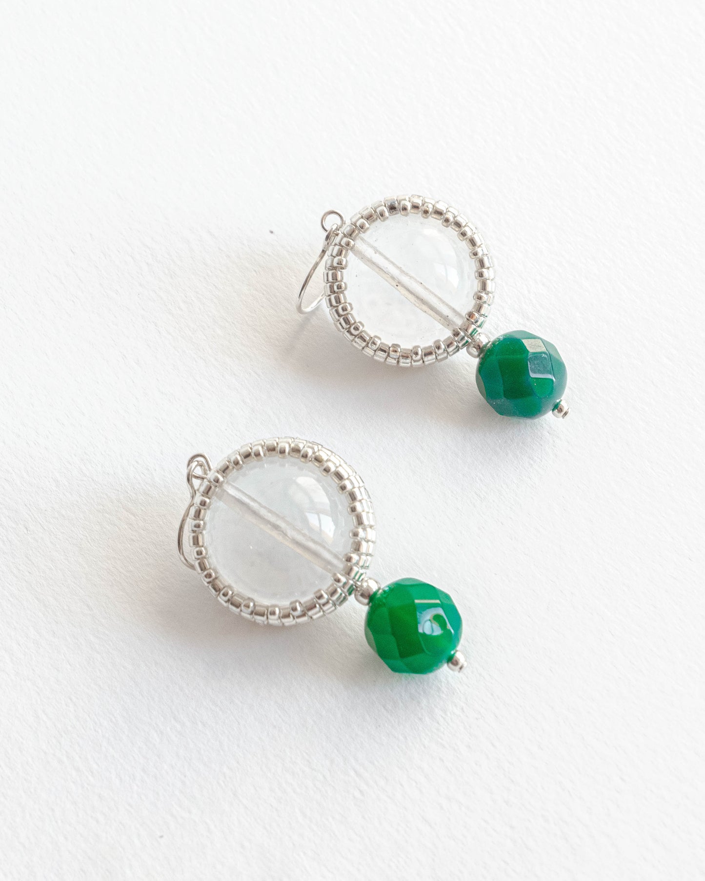 Clear Quartz and Green Agate Earring