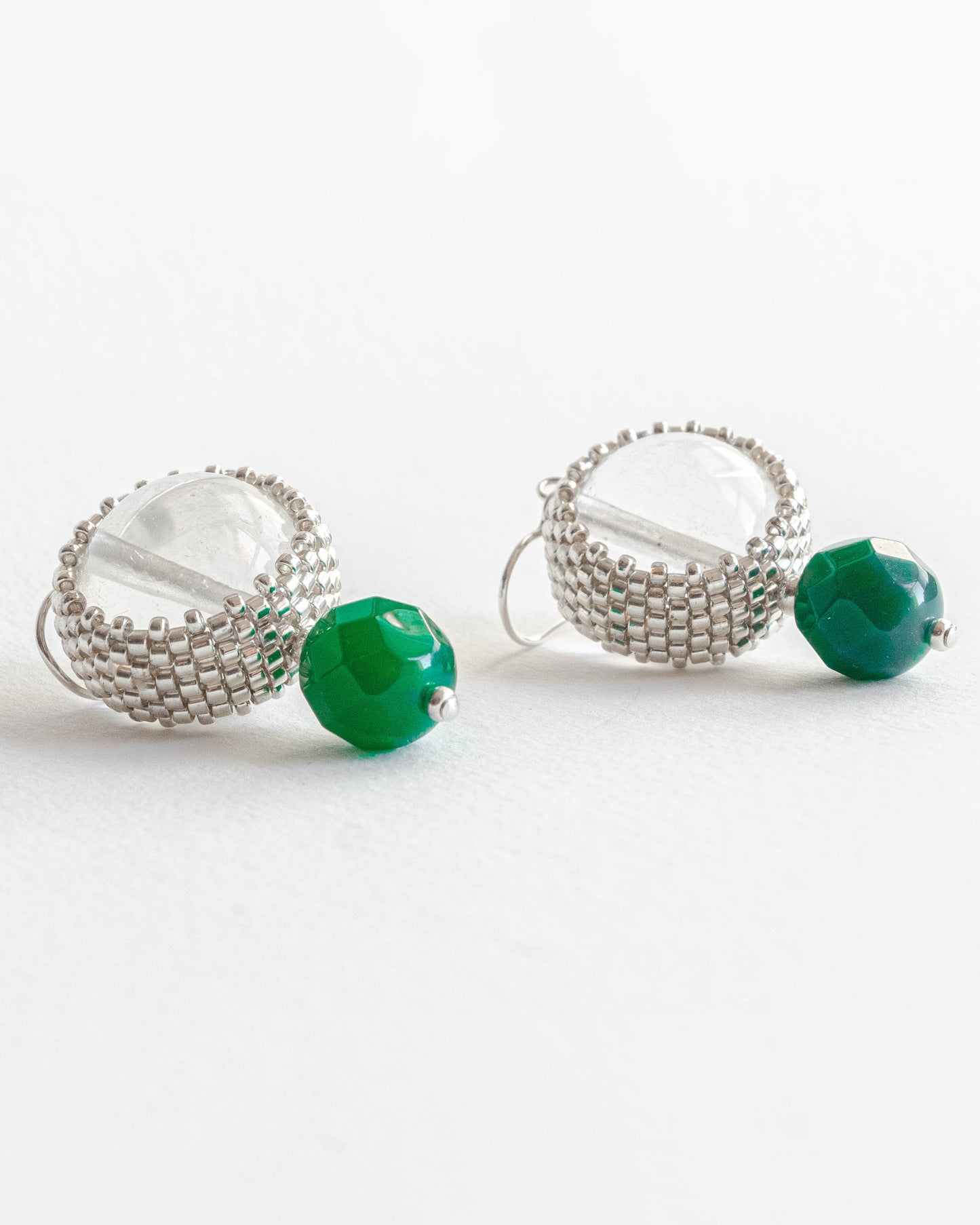 Clear Quartz and Green Agate Earring