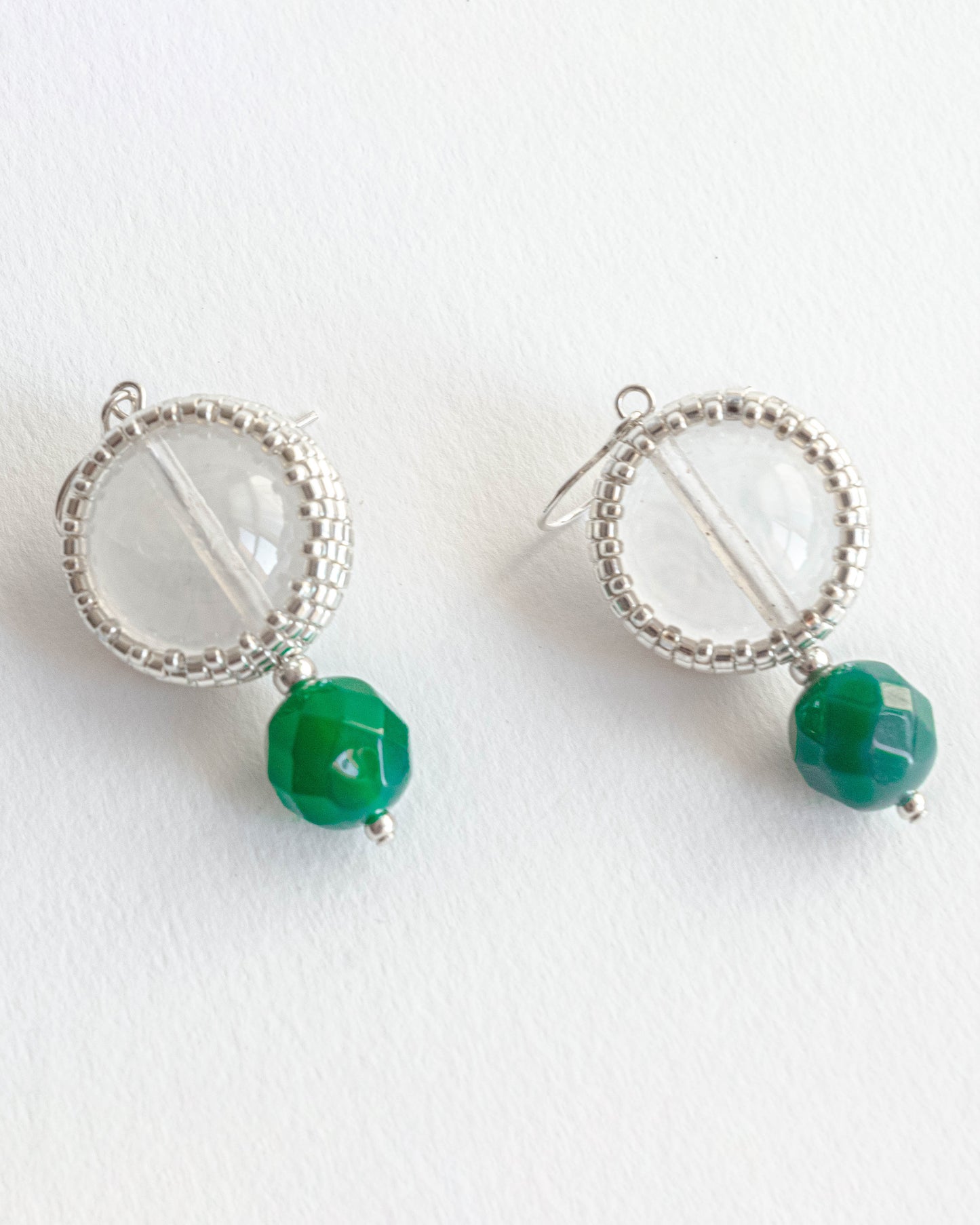 Clear Quartz and Green Agate Earring