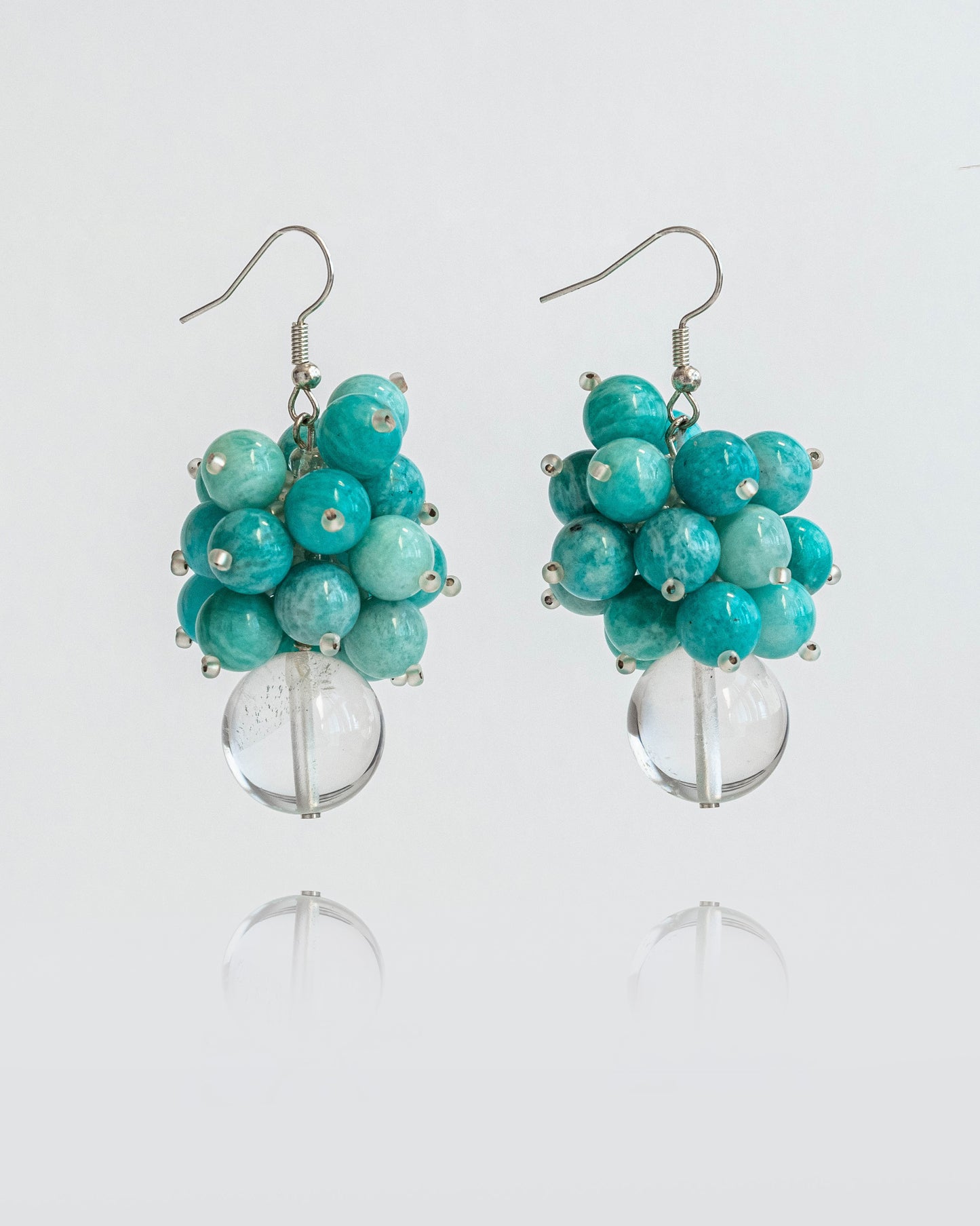 Amazonite and Clear Quartz Earrings