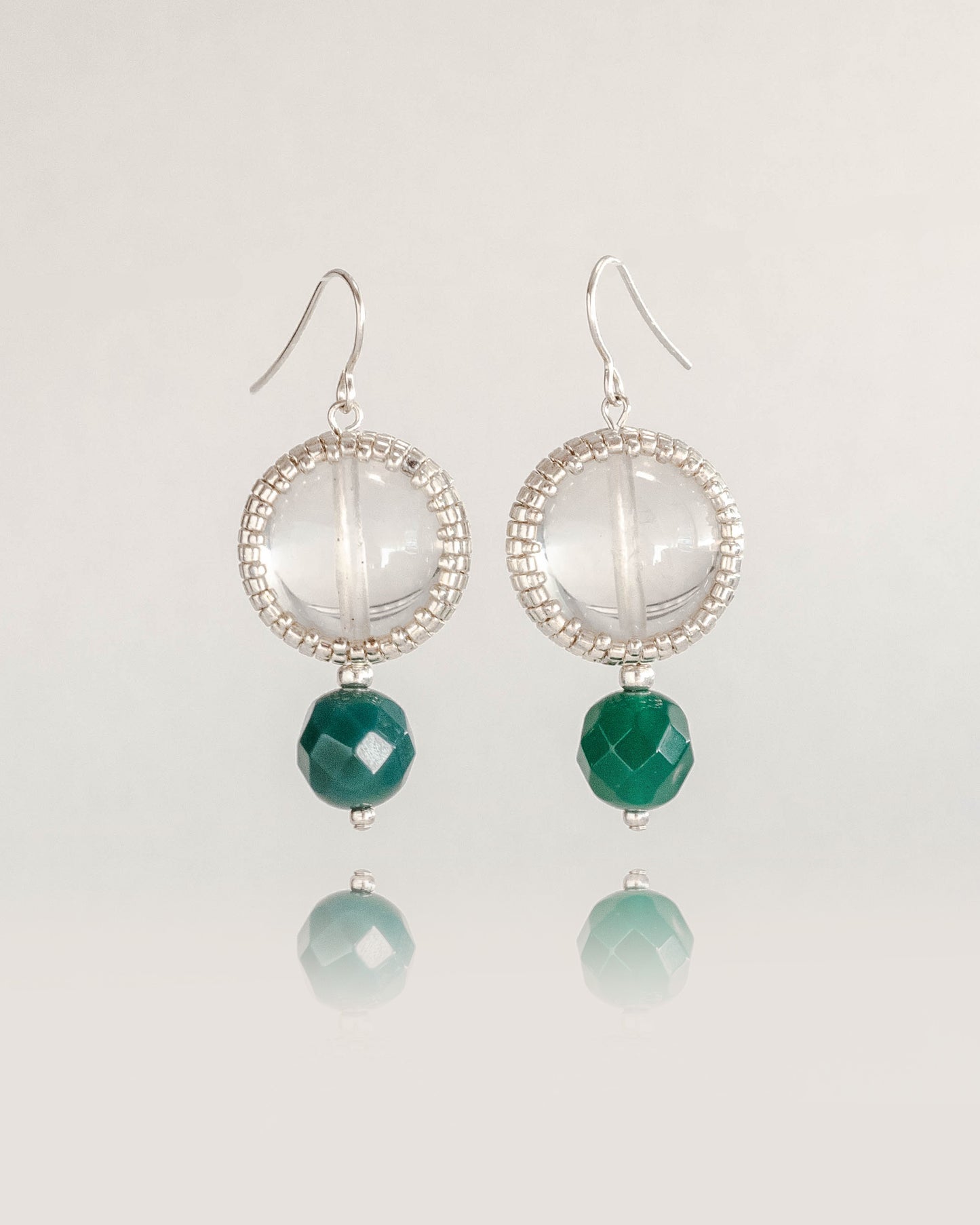 Clear Quartz and Green Agate Earring