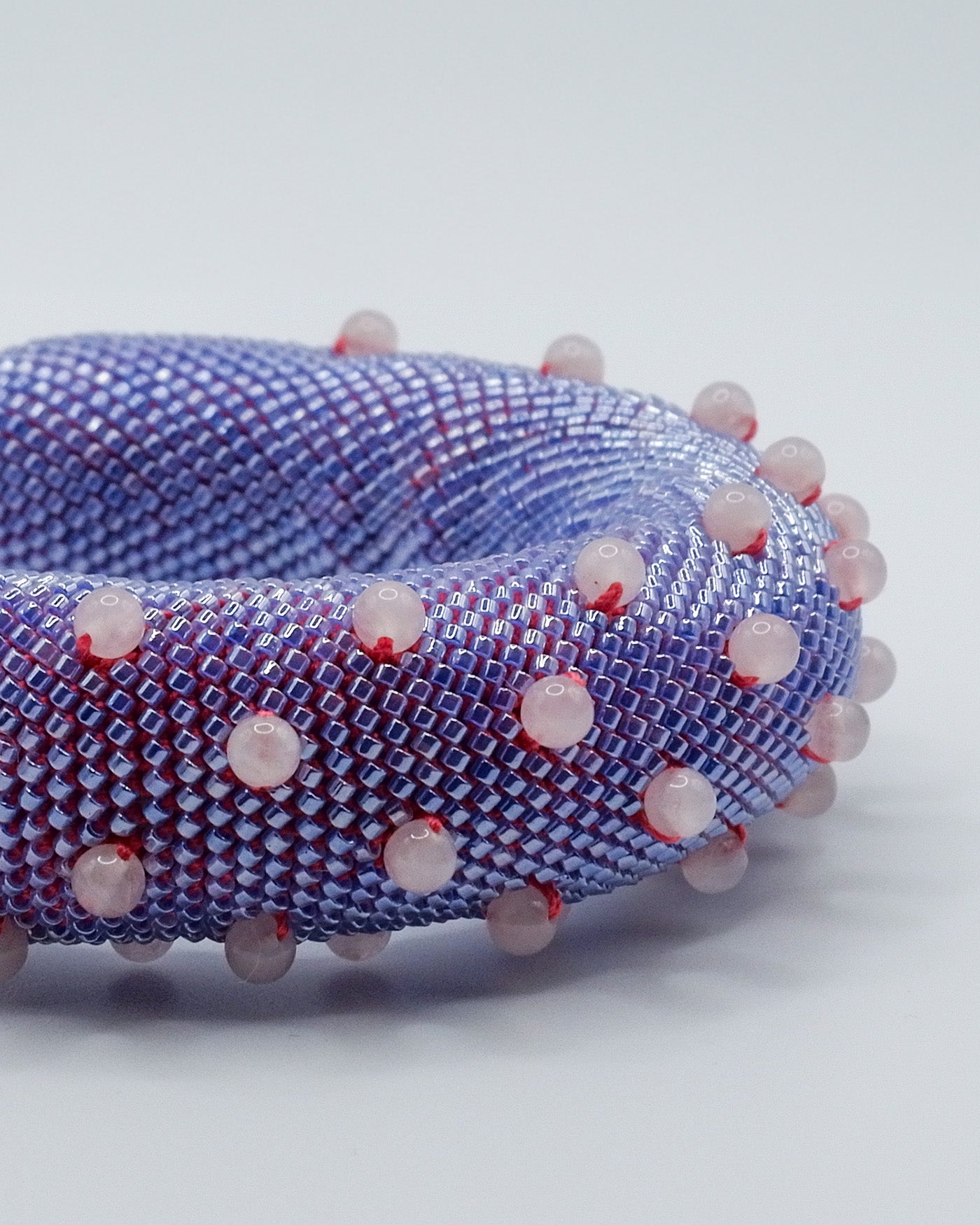 Lavender Beaded Bracelet with Rose Quartz