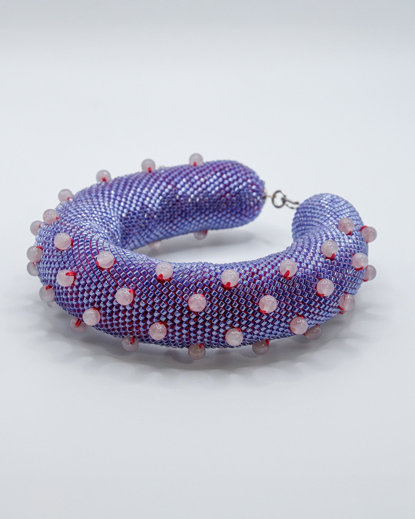 Lavender Beaded Bracelet with Rose Quartz