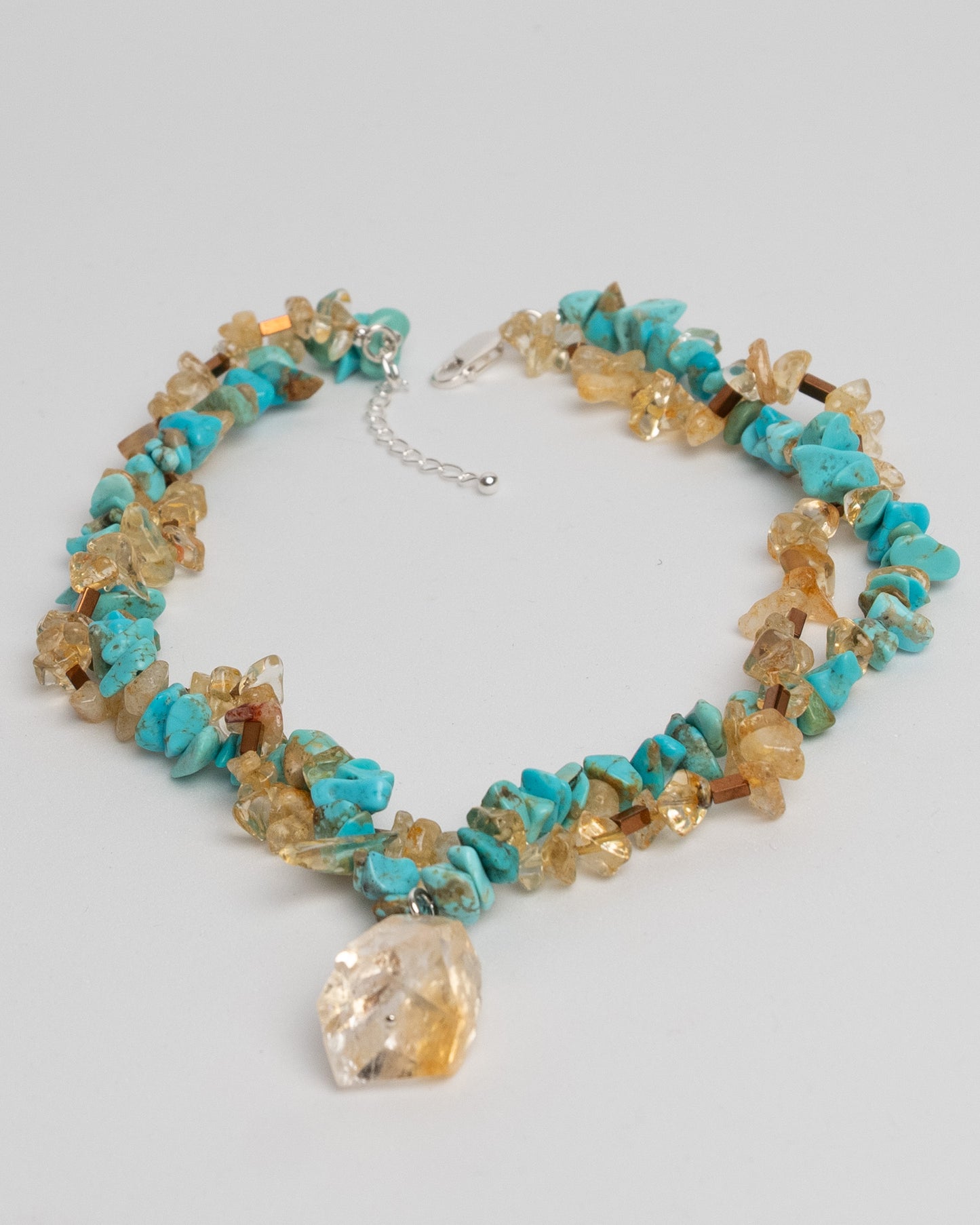 Turquoise, Citrine, Hematite Layered Necklace
