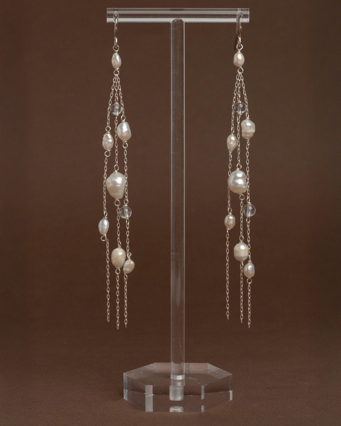 Pendientes con Borla de Perlas y Cuarzo
