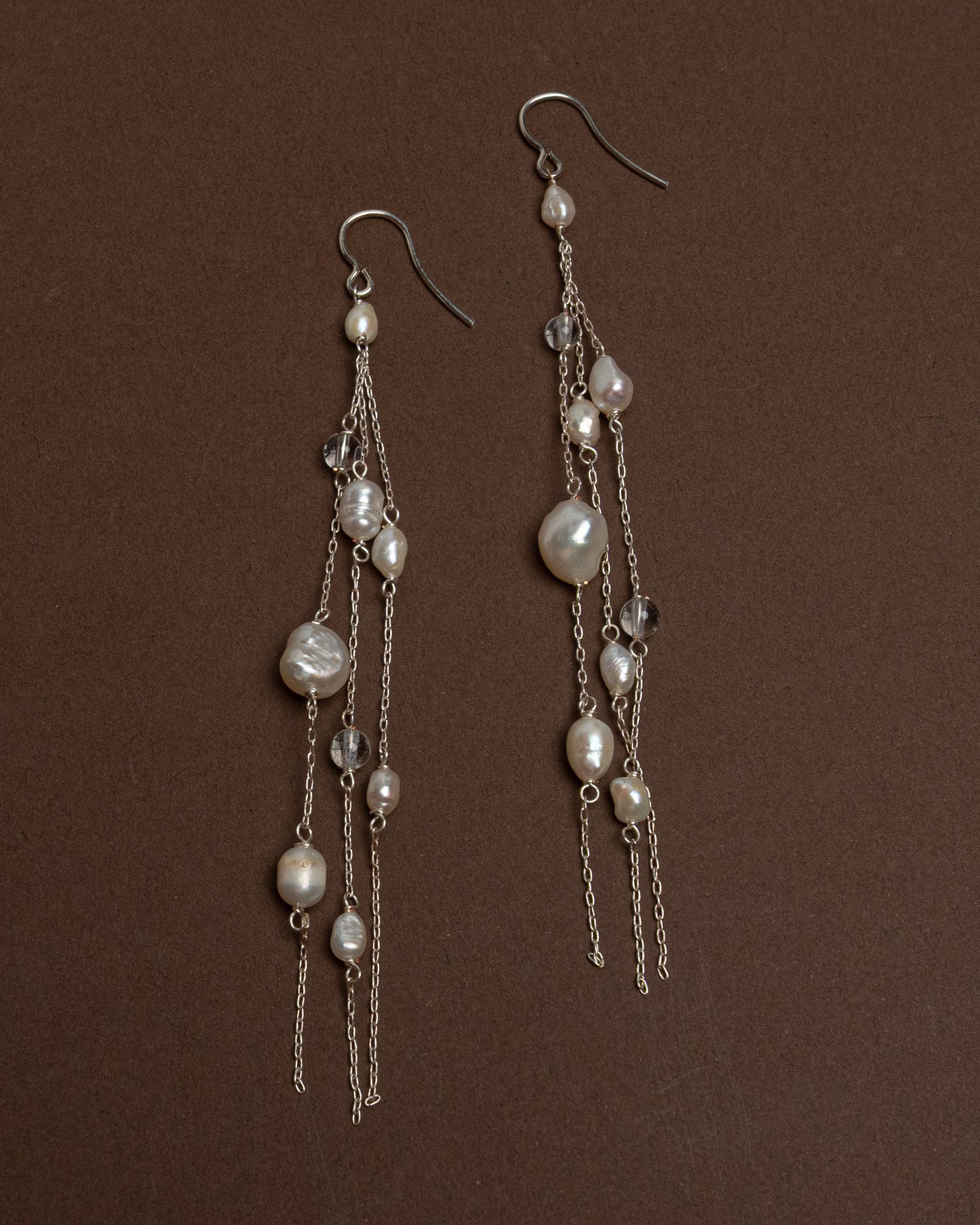 Pendientes con Borla de Perlas y Cuarzo