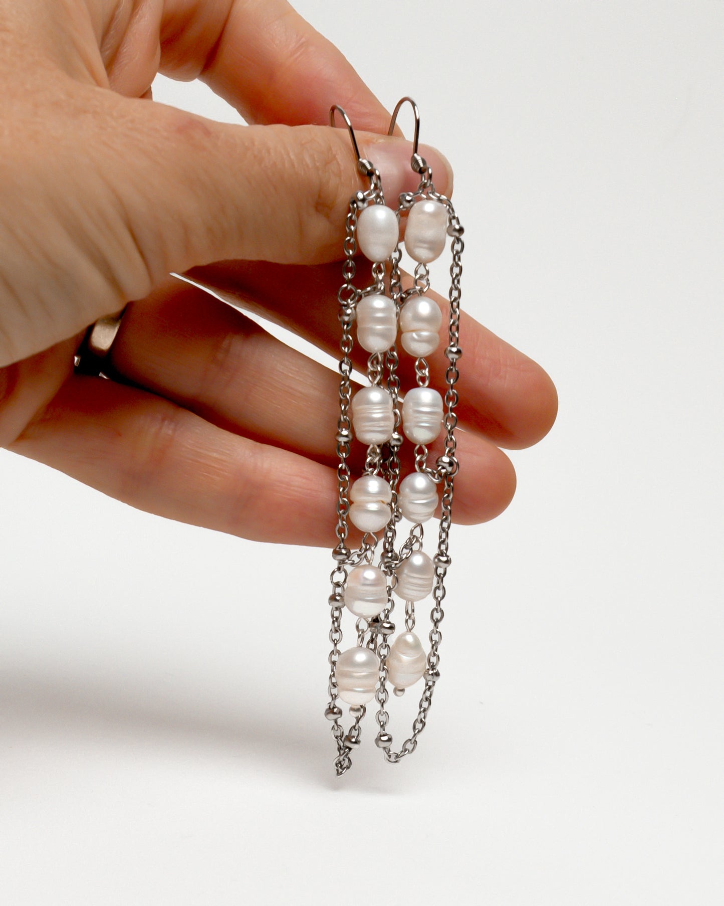 Pendientes de Red con Perlas Barrocas