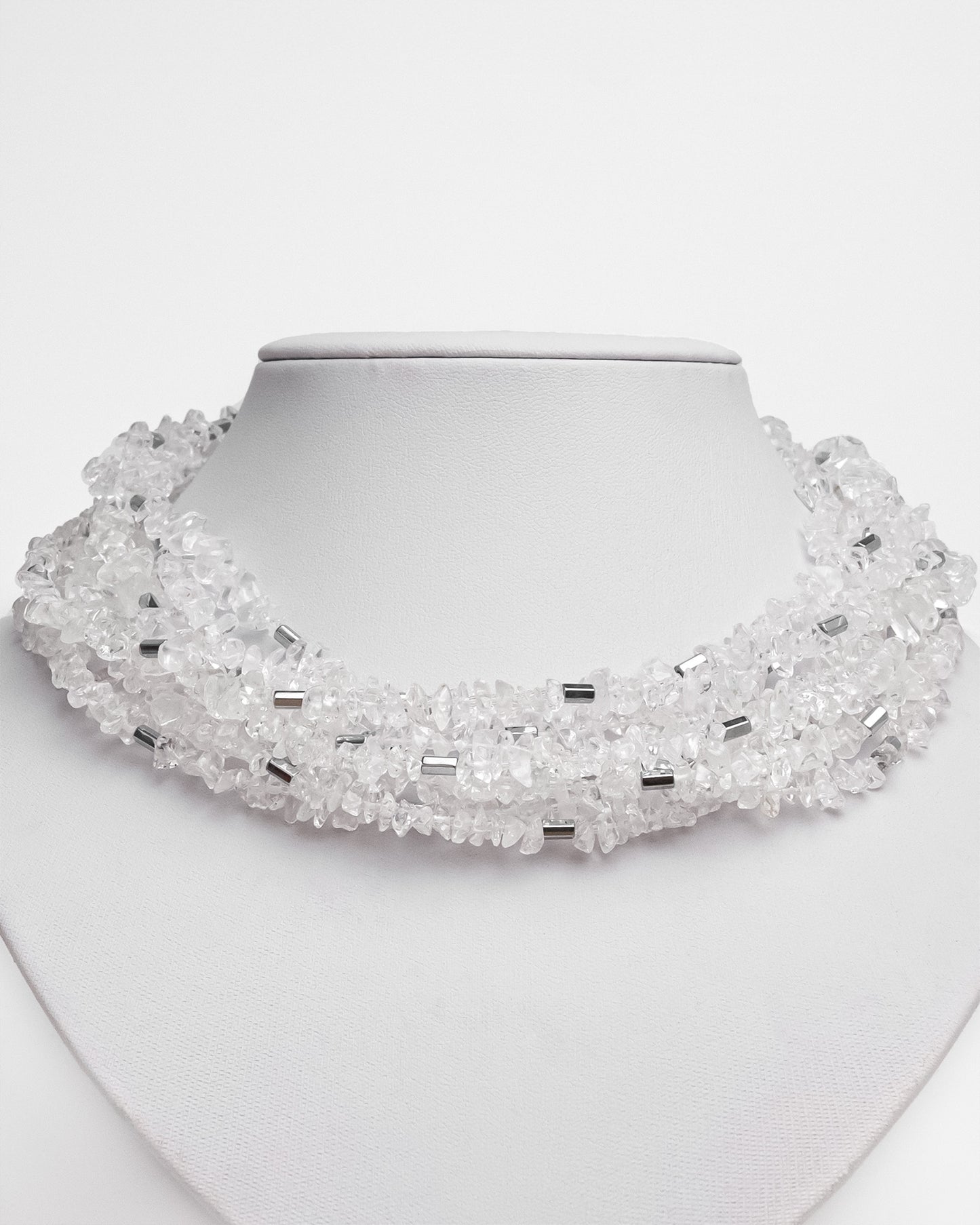 Multi-layer Quartz & Hematite Necklace