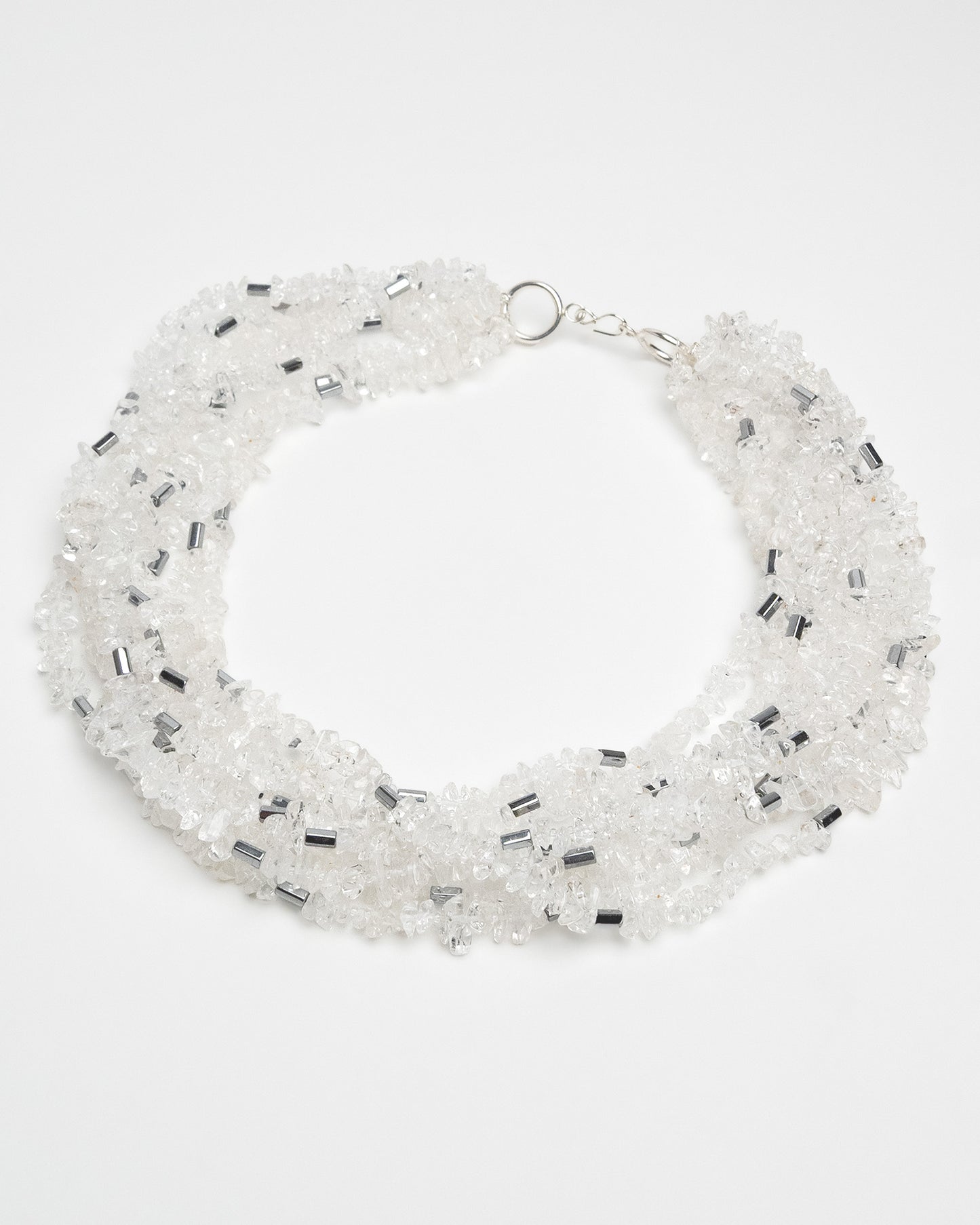 Multi-layer Quartz & Hematite Necklace
