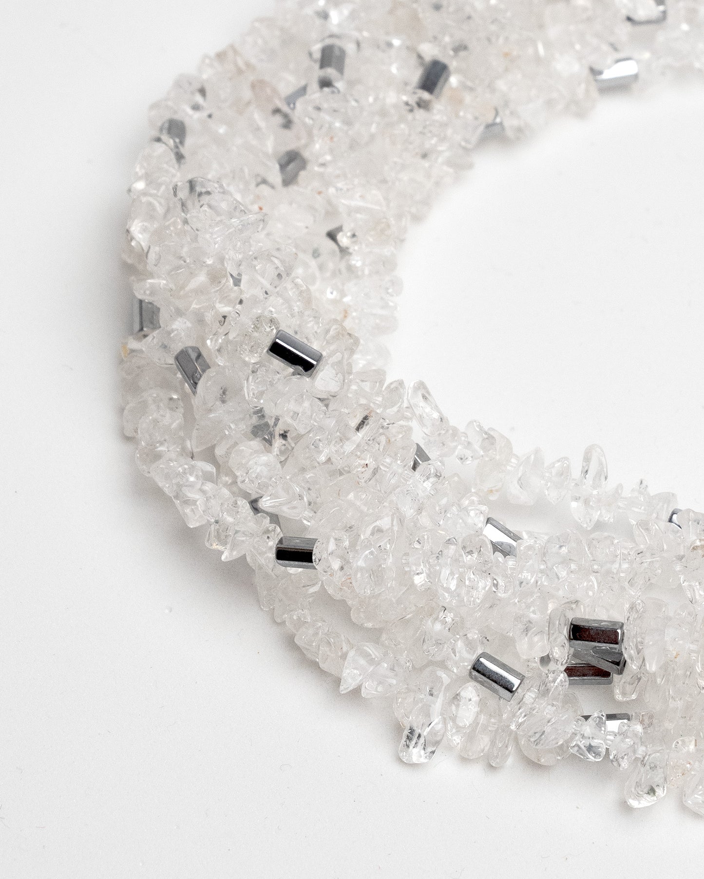 Multi-layer Quartz & Hematite Necklace