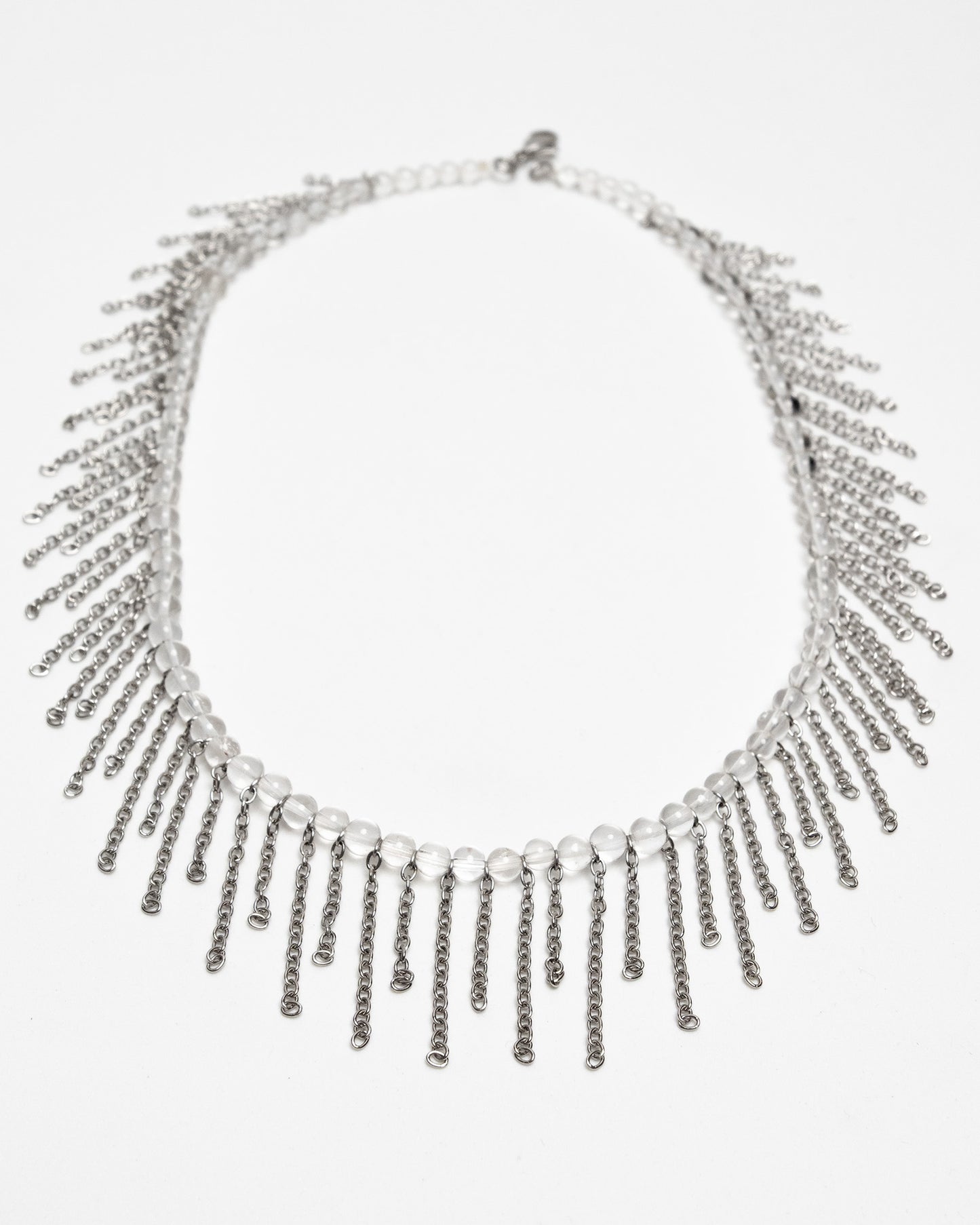 Collar de cuarzo con cadenas de acero inoxidable y diseño luminoso