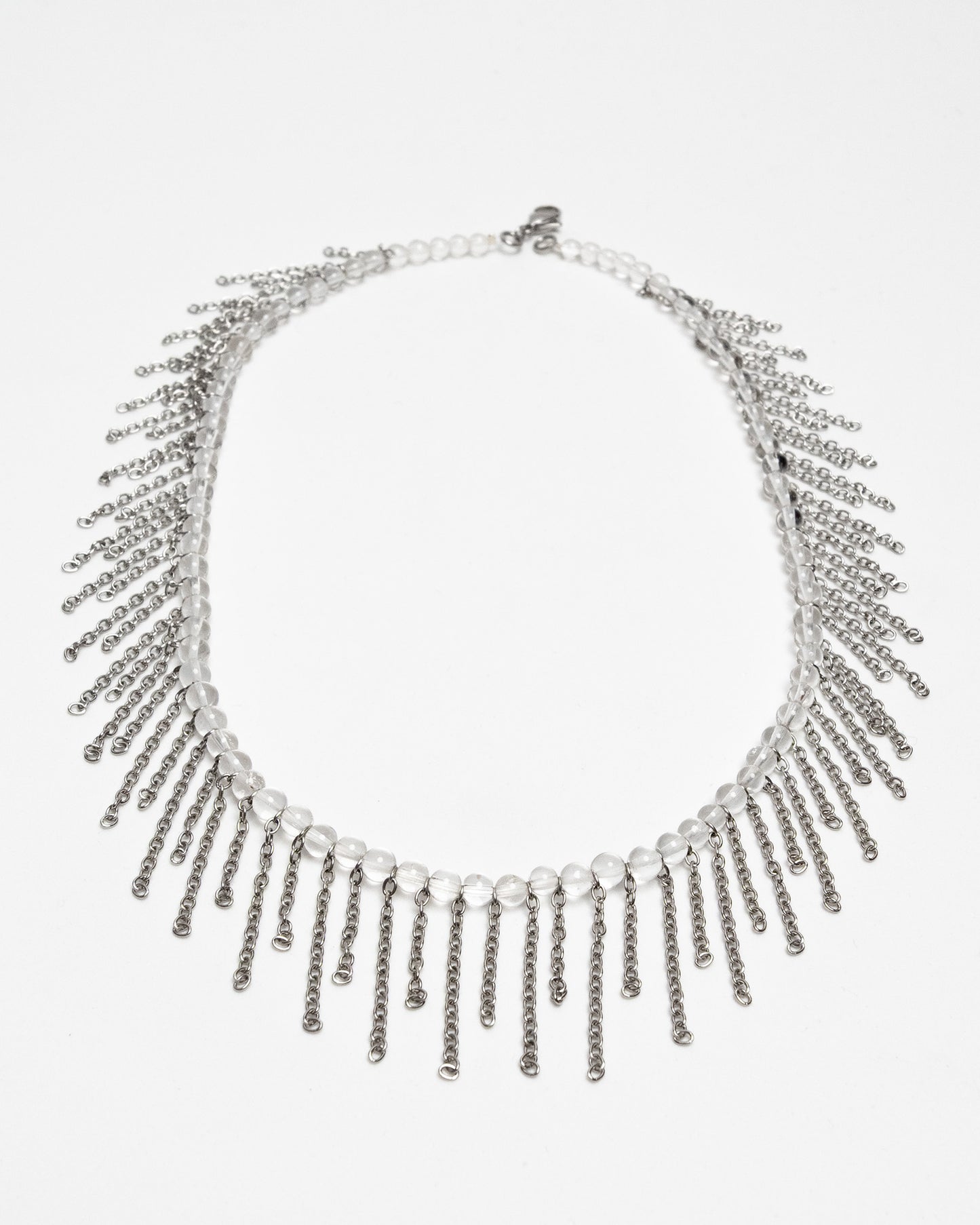 Collar de cuarzo con cadenas de acero inoxidable y diseño luminoso