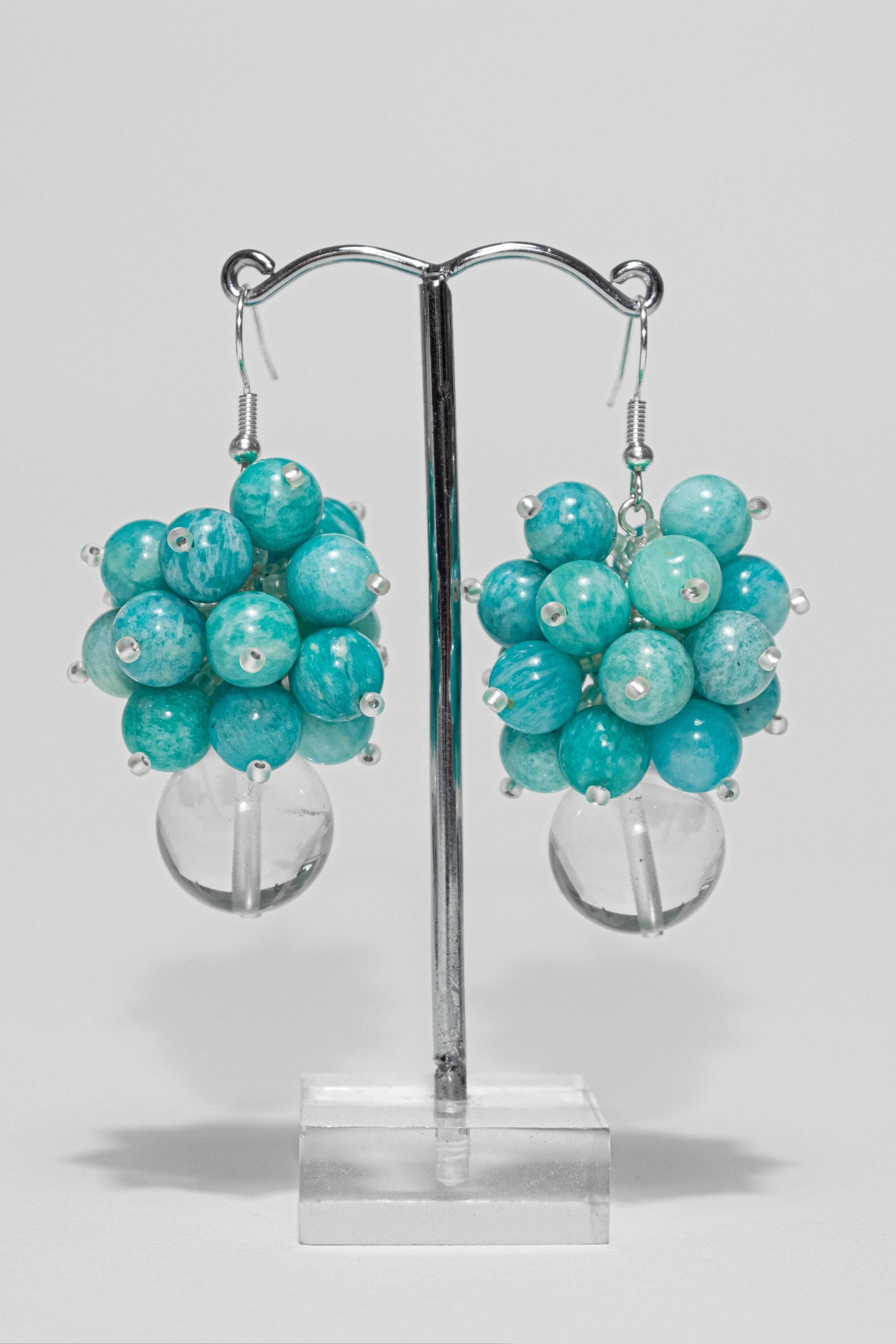 Amazonite and Clear Quartz Earrings