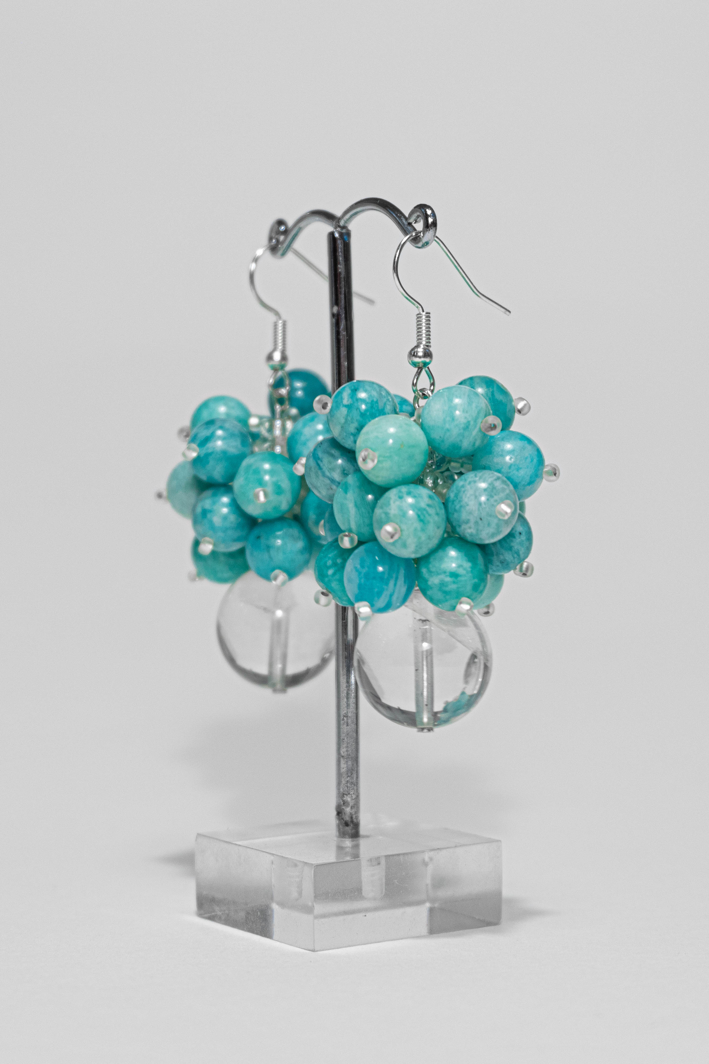 Amazonite and Clear Quartz Earrings