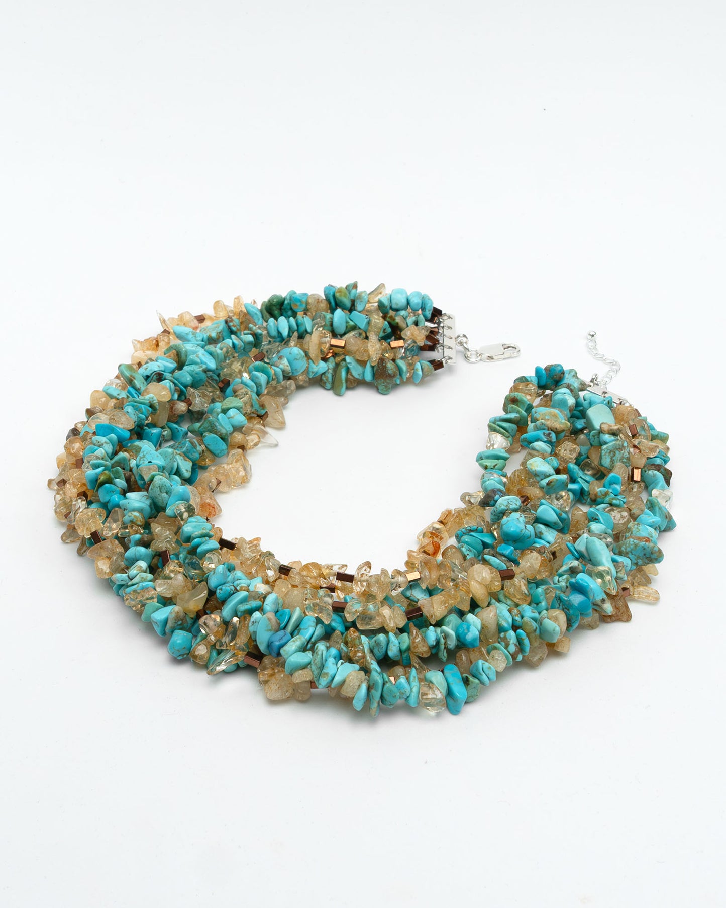 Turquoise, Citrine, Hematite Multi Layered Necklace