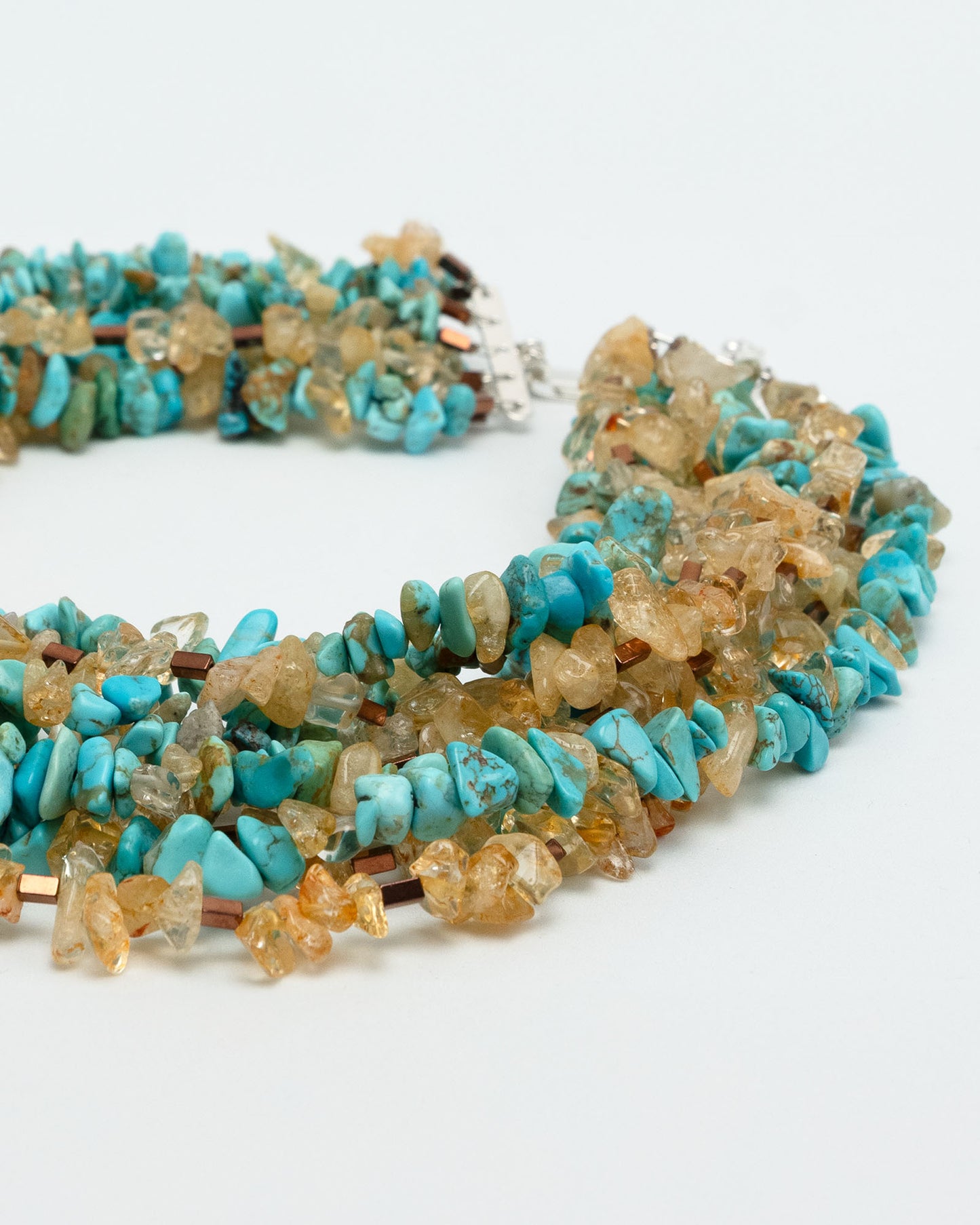 Turquoise, Citrine, Hematite Multi Layered Necklace
