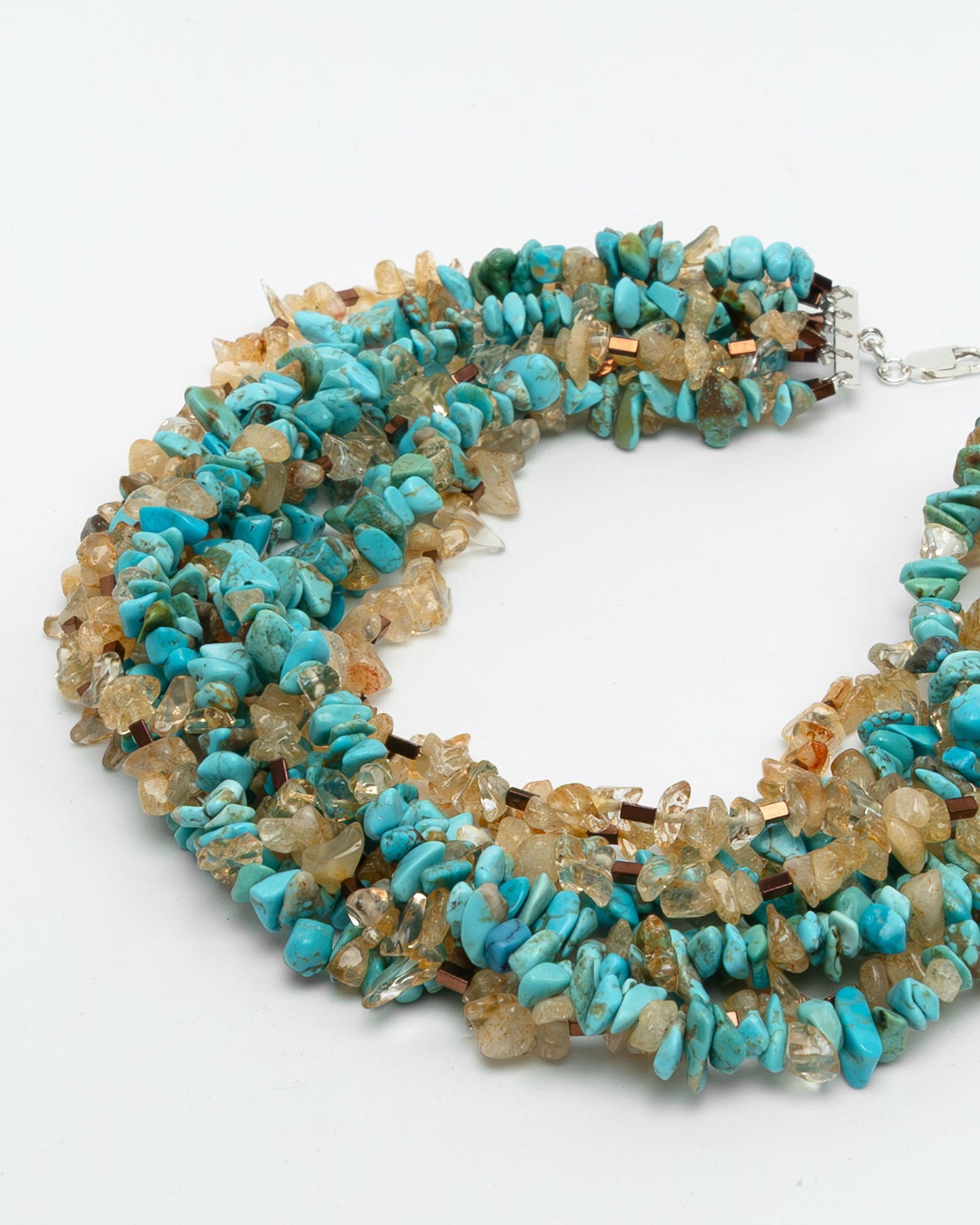 Turquoise, Citrine, Hematite Multi Layered Necklace