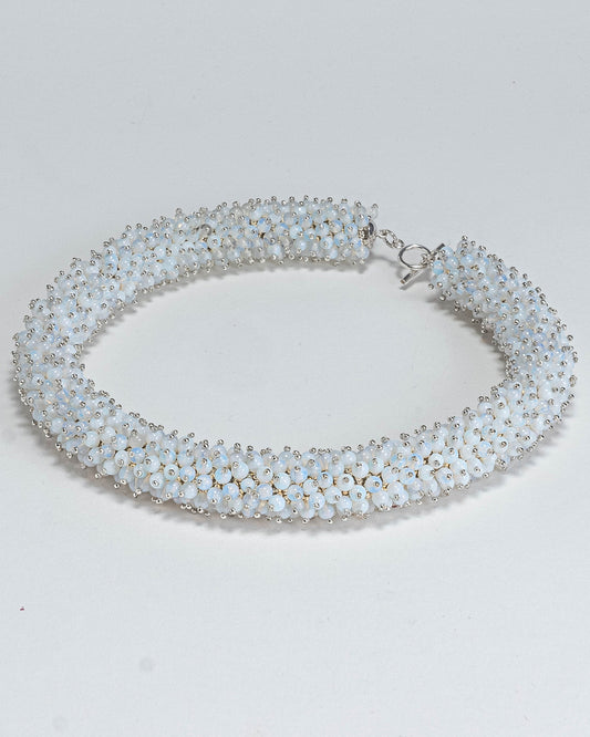 Radiant Opalite Stone Bold Gemstone Rope Necklace