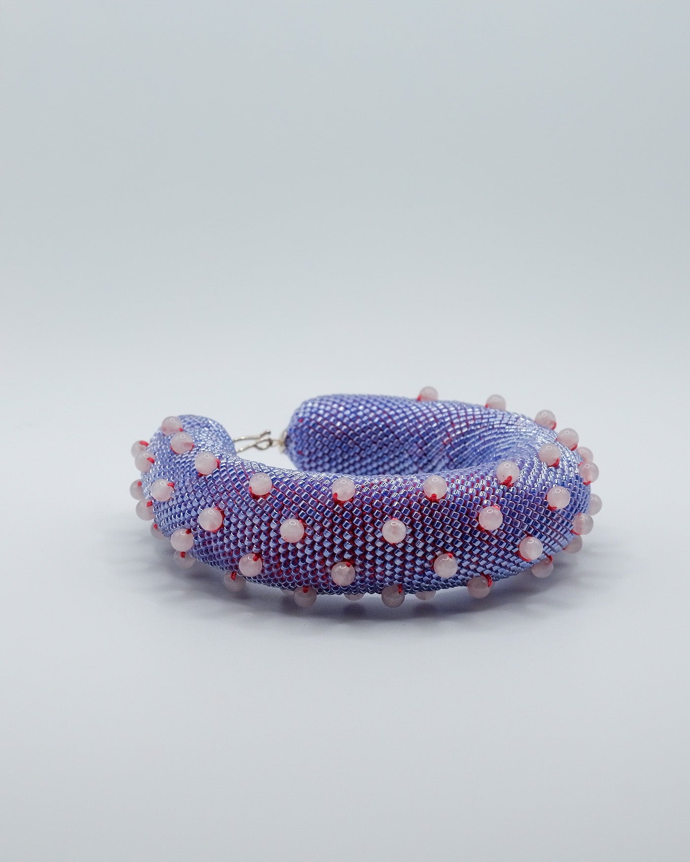 Pulsera de cuentas de lavanda y cuarzo rosa