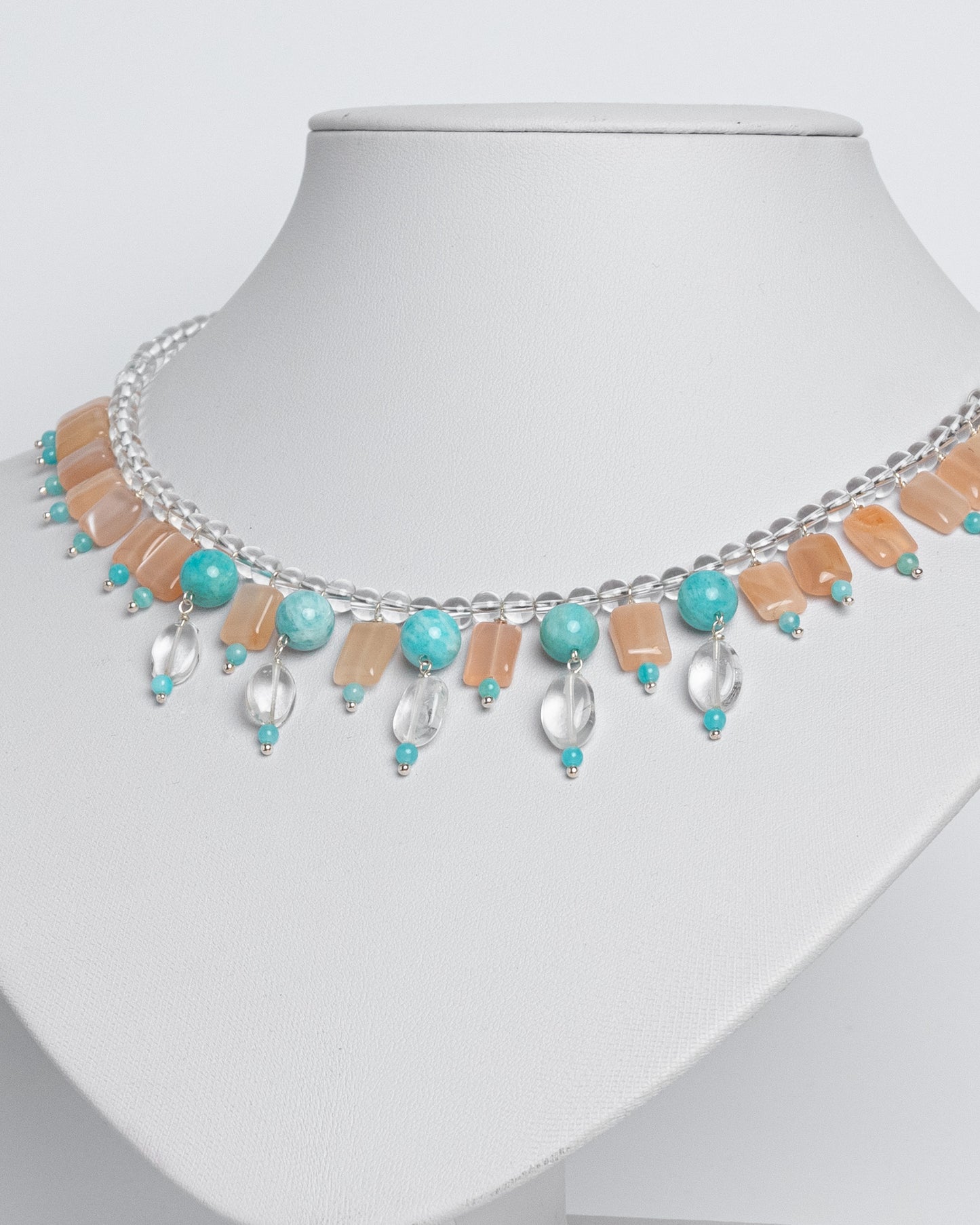 Amazonite, Quartz and Sunstone Necklace