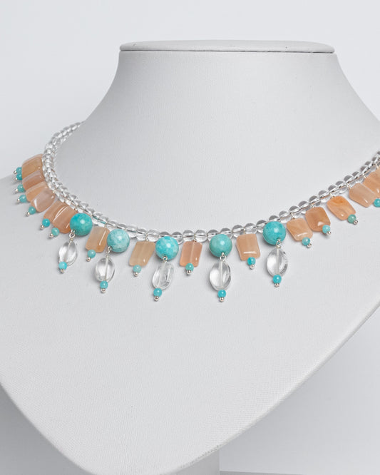 Amazonite, Quartz and Sunstone Necklace
