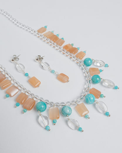 Amazonite, Quartz and Sunstone Necklace
