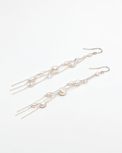 Pendientes con Borla de Perlas y Cuarzo