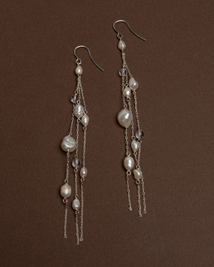 Pendientes con Borla de Perlas y Cuarzo