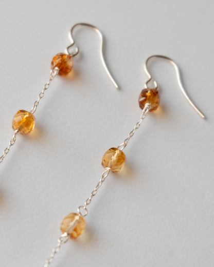 Citrine Square Bead Earrings