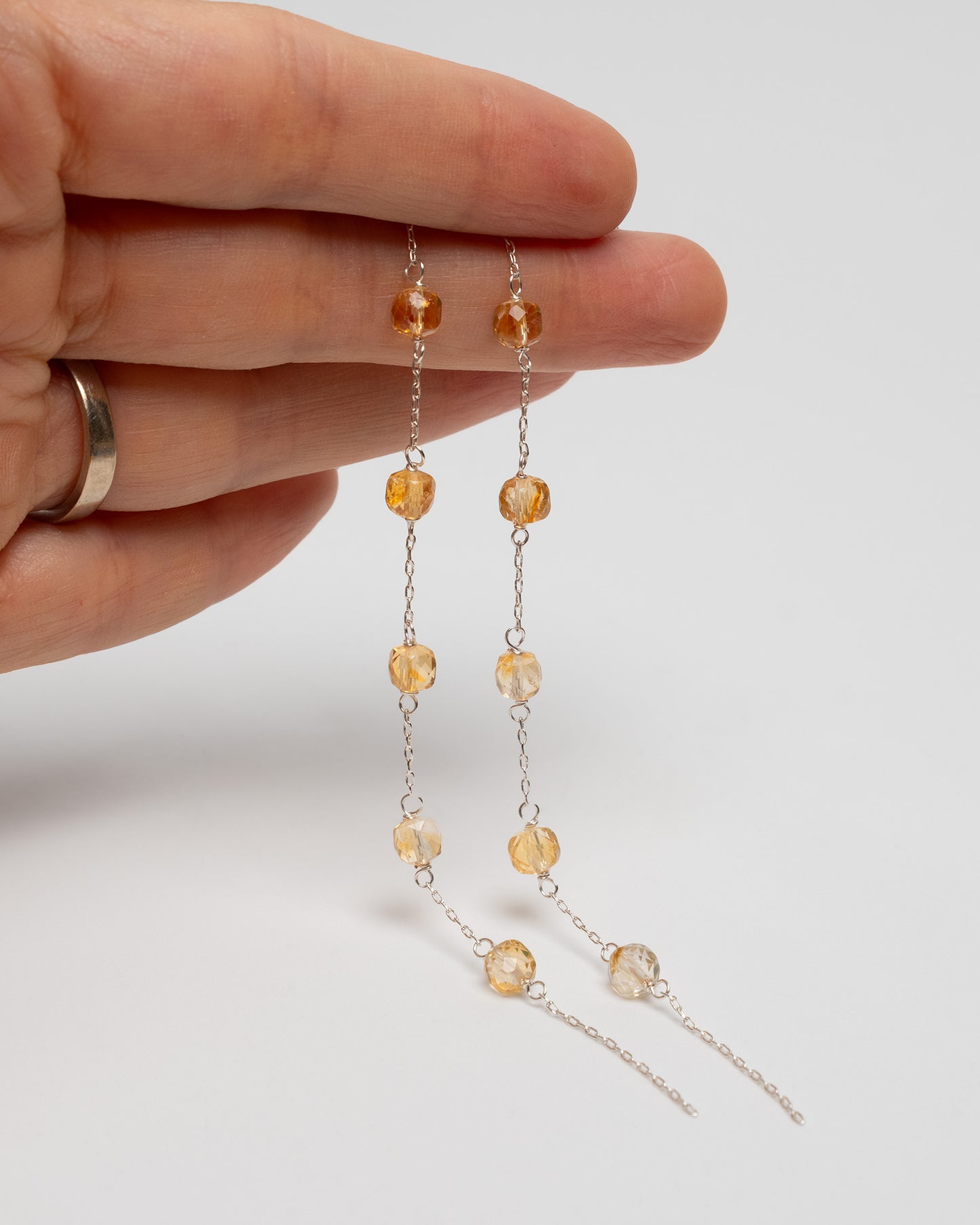 Citrine Square Bead Earrings