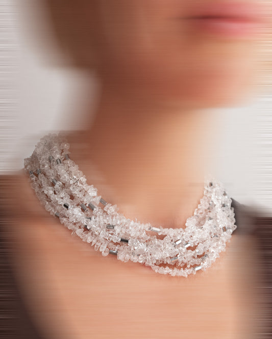 Multi-layer Quartz & Hematite Necklace