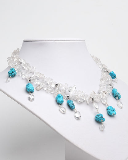 Quartz Necklace With Turquoise Charms