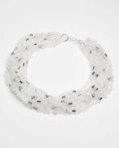 Multi-layer Quartz & Hematite Necklace