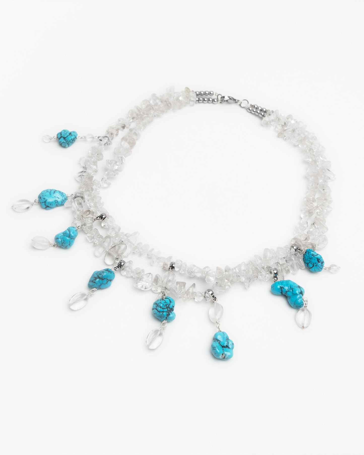 Quartz Necklace With Turquoise Charms