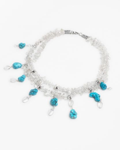 Quartz Necklace With Turquoise Charms