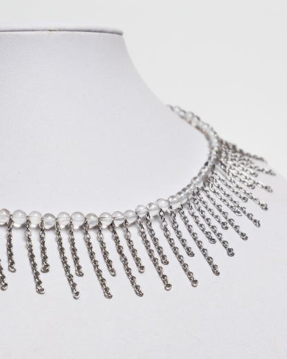 Collar de cuarzo con cadenas de acero inoxidable y diseño luminoso