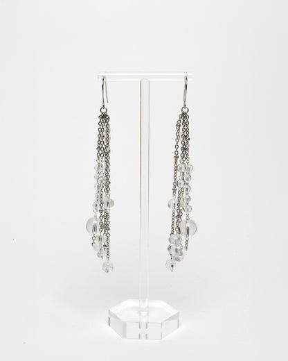 Quartz and Stainless Steel Fringe Earrings