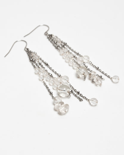 Quartz and Stainless Steel Fringe Earrings