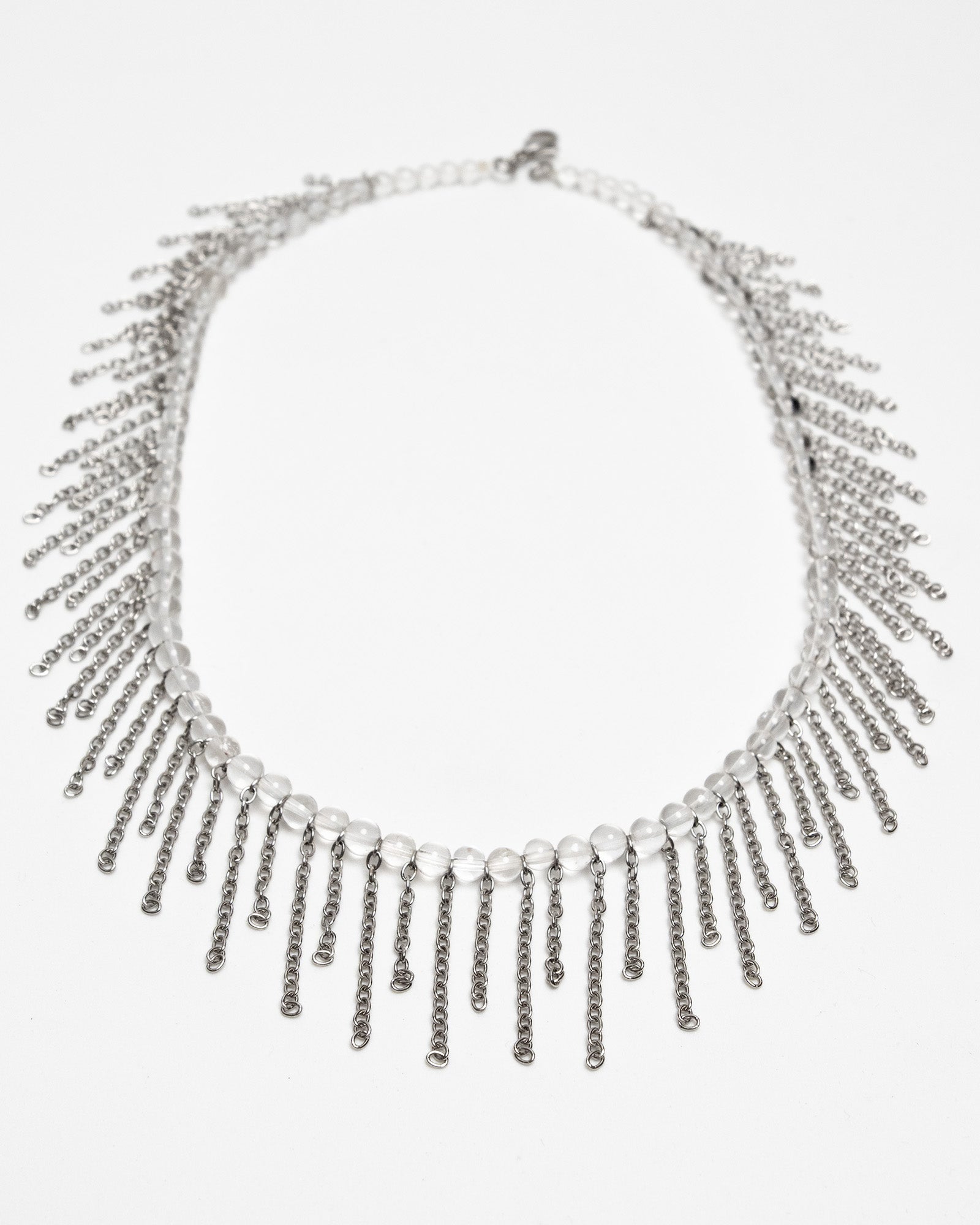 Collar de cuarzo con cadenas de acero inoxidable y diseño luminoso