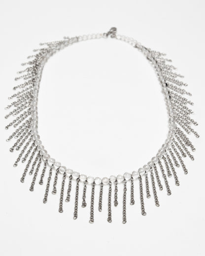 Collar de cuarzo con cadenas de acero inoxidable y diseño luminoso