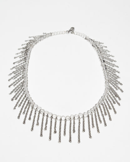 Collar de cuarzo con cadenas de acero inoxidable y diseño luminoso