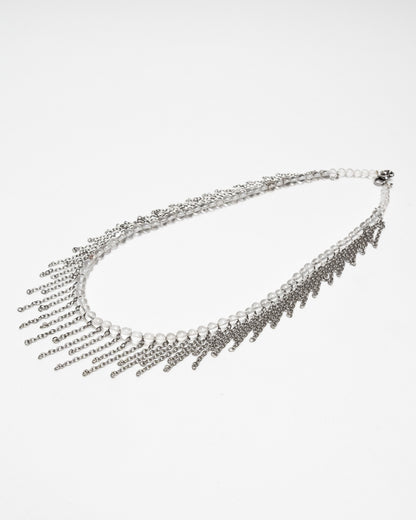 Collar de cuarzo con cadenas de acero inoxidable y diseño luminoso