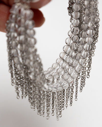 Pulsera de cuarzo y acero inoxidable con cierre magnético y cadenas tipo flecos